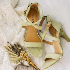 CONVERTIBLE HEEL - Pashion 1.0 The Sandal - Suede Sage Stiletto 4 Inch